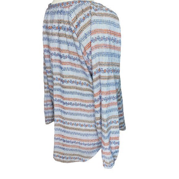 Roberta Roller‎ Rabbit V Neck Striped Floral Long Sleeve Cotton Top Size Small - Picture 10 of 12